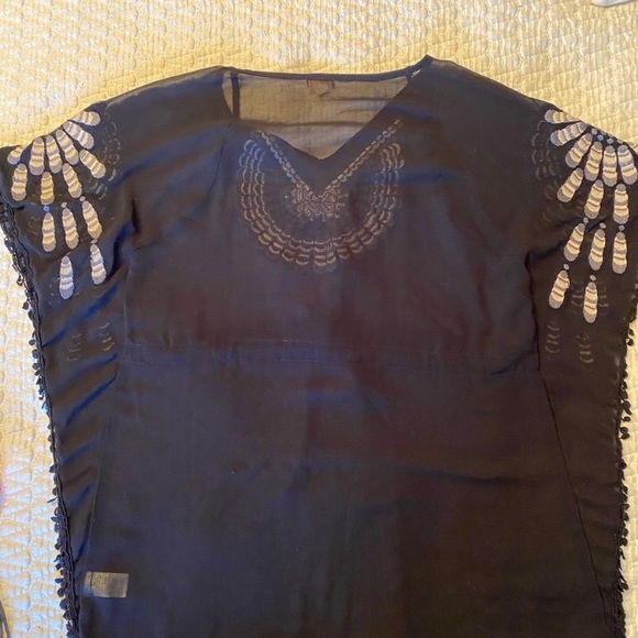 Sheer Black Cover Up with Embroidered Details - Picture 4 of 6